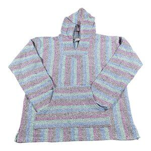 Baja Sweater Mens XL Hoodie Stripe Rug Jerga Pullover Skater Surfer Grunge Boho